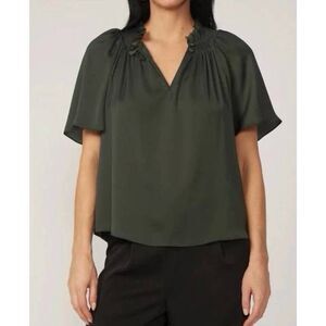 Gilner Farrar Arabella Blouse Hunter Green Size Medium feminine workwear top